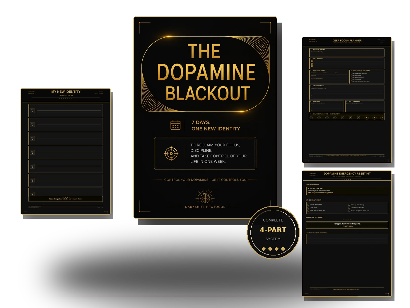 The complete Dopamine Blackout bundle with the core guide and three bonus resources